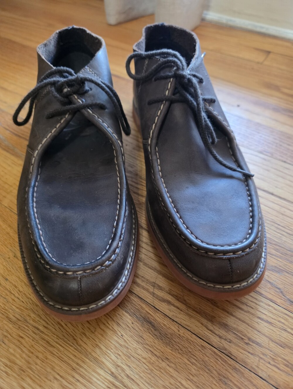 Men's Dark Brown Leather Florsheim Moc Toe Chukka Boots - Size 11